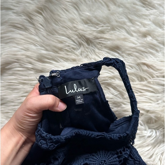 LULU’S Love Poem Navy Blue Lace Mini Dress - Picture 5 of 5